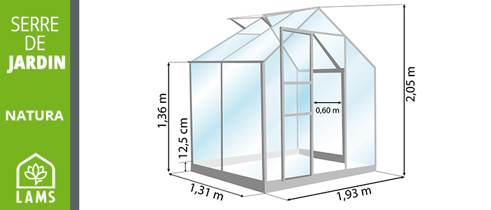 Serre de jardin en verre 2,5m² lams venus 2500