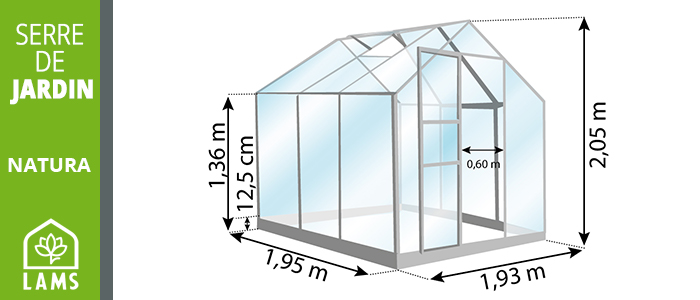 Petite serre de jardin en verre Vénus 3800 - Serre 3,8m²